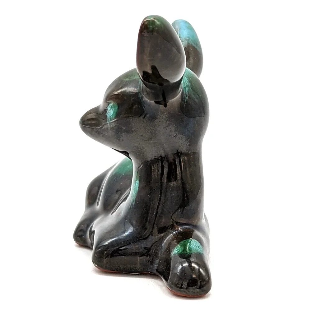 Blue Mountain Pottery Fawn Drip Glaze Blue Green Brown Redware Vintage - Picture 2 of 12